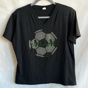 Soccer Mom black bling T-shirt, size L